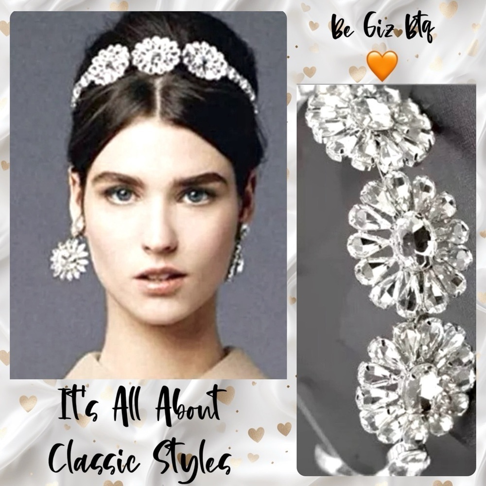 Glamorous & Elegant Night Out Flowers Embellished Stunning Rhinestones Headband - Picture 2 of 9
